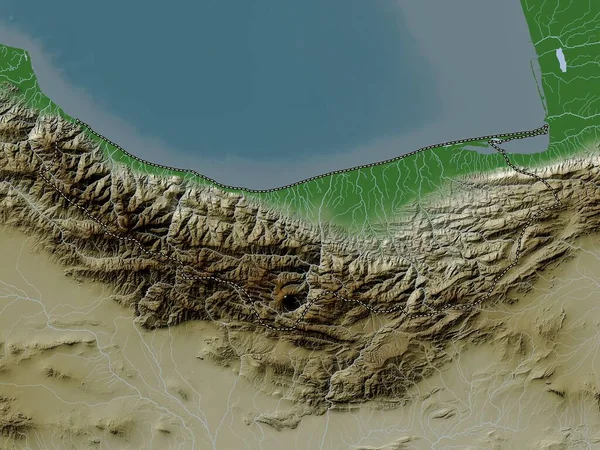 Mazandaran Província Irão Mapa Elevação Colorido Estilo Wiki Com Lagos — Fotografia de Stock