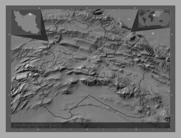 Jorasán Del Norte Provincia Irán Mapa Elevación Bilevel Con Lagos —  Fotos de Stock