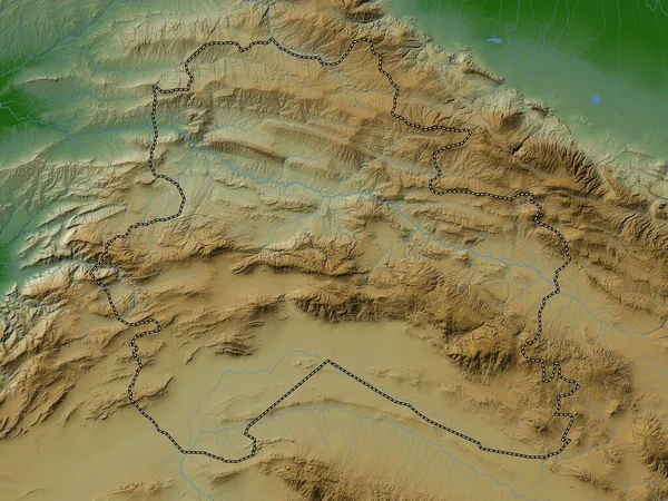 Северный Хорасан Провинция Иран Цветная Карта Высот Озерами Реками — стоковое фото