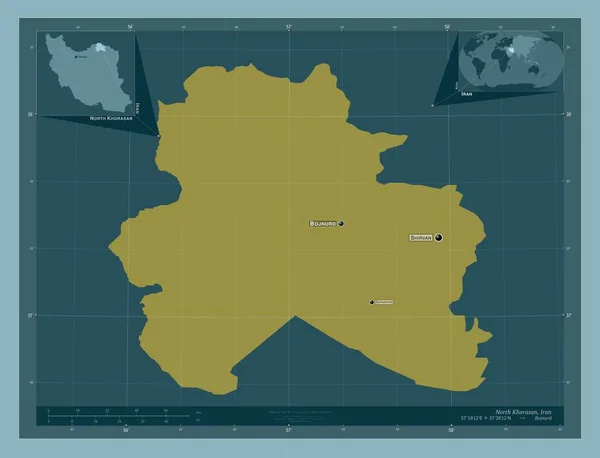 Jorasán Del Norte Provincia Irán Forma Color Sólido Ubicaciones Nombres — Foto de Stock