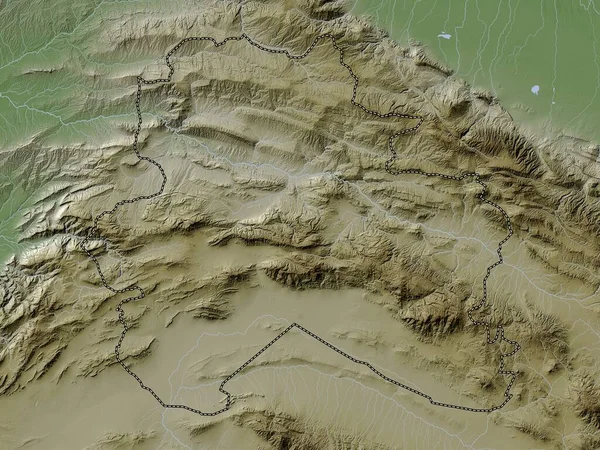 Kuzey Horasan Ran Vilayeti Yükseklik Haritası Göller Nehirlerle Wiki Stilinde — Stok fotoğraf
