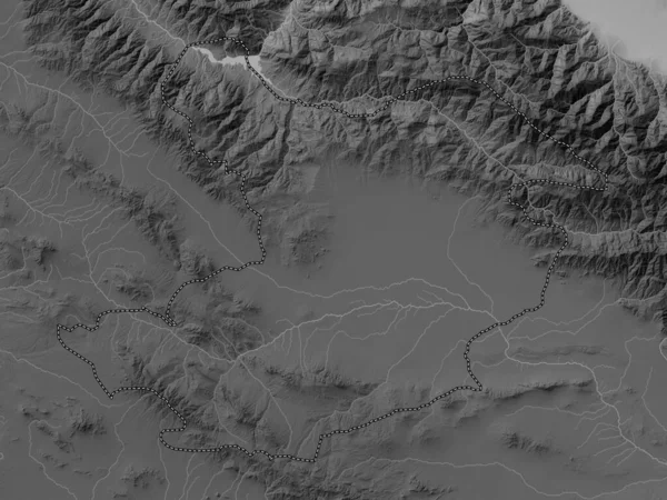 Qazvin Province Iran Grayscale Elevation Map Lakes Rivers — Stock Photo, Image