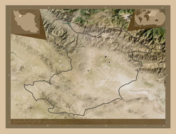 Qazvin Provincia Irán Mapa Satelital Baja Resolución Ubicaciones Las Principales —  Fotos de Stock