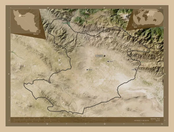 Qazvin Provincie Írán Satelitní Mapa Nízkým Rozlišením Umístění Názvy Velkých — Stock fotografie