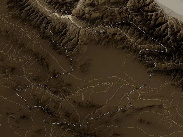 Qazvin Prowincja Iranu Mapa Wzniesień Kolorowe Sepia Dźwięki Jeziorami Rzekami — Zdjęcie stockowe