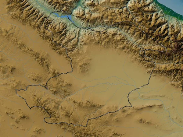 Qazvin Provincia Dell Iran Mappa Elevazione Colorata Con Laghi Fiumi — Foto Stock