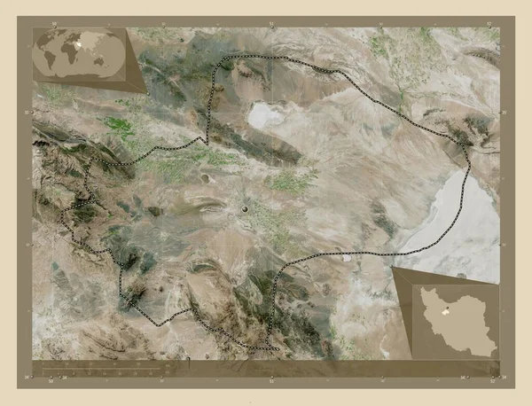 Qom Provinz Des Iran Hochauflösende Satellitenkarte Standorte Der Wichtigsten Städte — Stockfoto