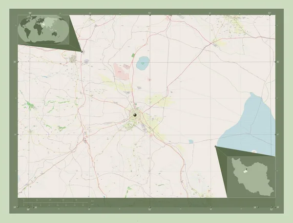 Qom Província Irão Abrir Mapa Rua Mapa Localização Auxiliar Canto — Fotografia de Stock