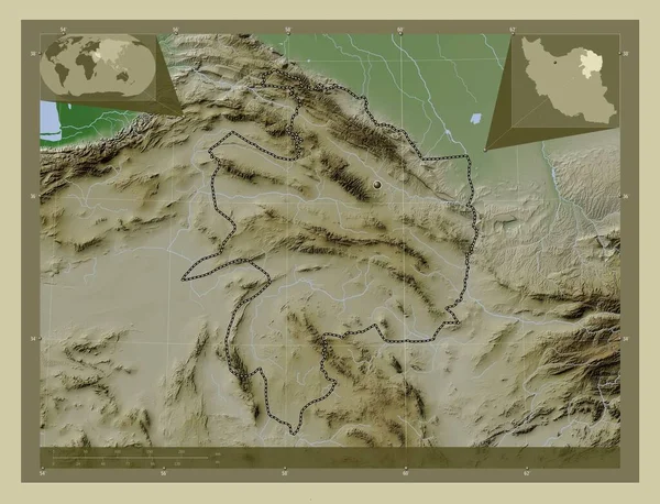 Razavi Khorasan Επαρχία Ιράν Υψόμετρο Χάρτη Χρωματισμένο Στυλ Wiki Λίμνες — Φωτογραφία Αρχείου