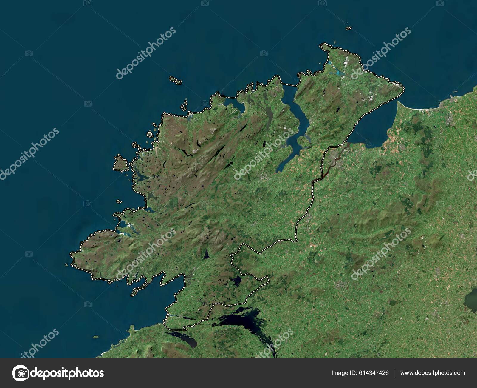 Донегал Графство Ирландия Карта Высокого Разрешения Стоковое Фото.