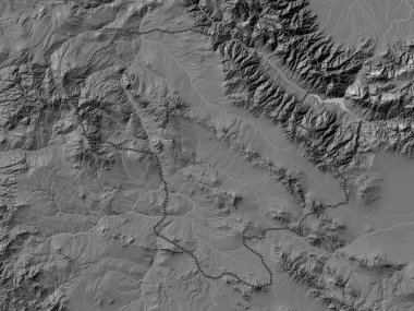 Zanjan, İran vilayeti. Gölleri ve nehirleri olan çift seviyeli yükseklik haritası