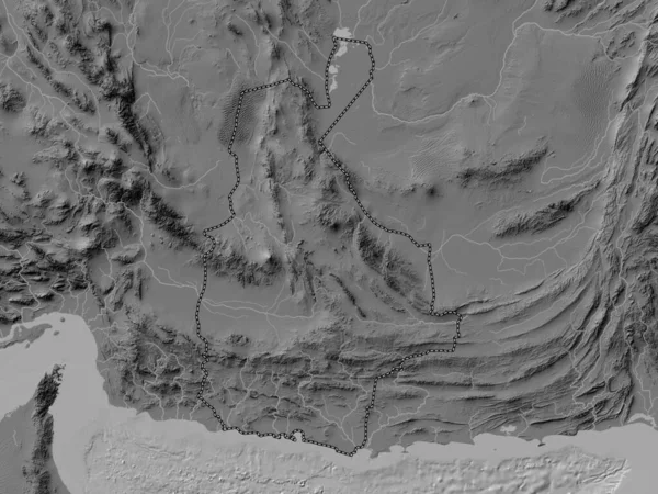 锡斯坦和俾路支斯坦省 附有湖泊和河流的比尔韦勒高地图 — 图库照片