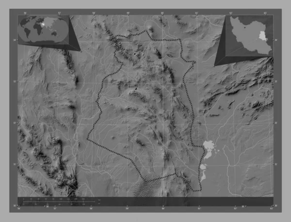 Південний Хорасан Провінція Іран Білевелівська Карта Висот Озерами Річками Розташування — стокове фото