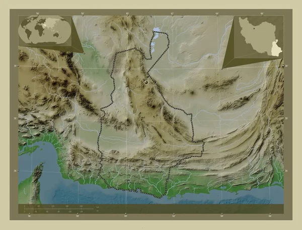 Sistan Baluchestan Provincia Dell Iran Mappa Elevazione Colorata Stile Wiki — Foto Stock
