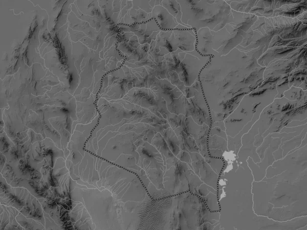 Южный Хорасан Провинция Иран Карта Высот Оттенках Серого Озерами Реками — стоковое фото