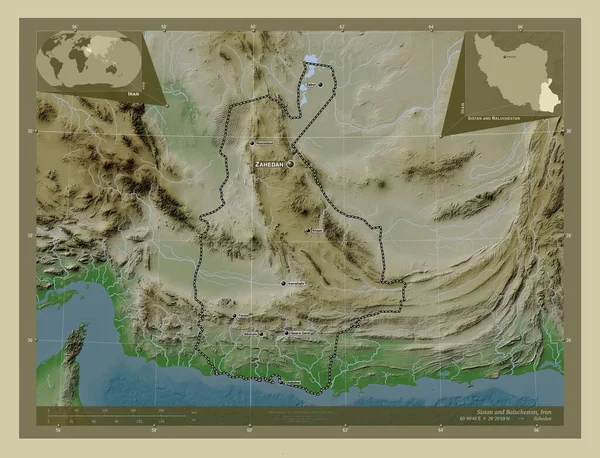 Sistan Und Baluchestan Provinz Des Iran Höhenkarte Wiki Stil Mit — Stockfoto