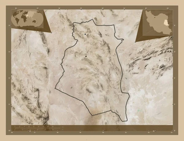 Sul Khorasan Província Irão Mapa Satélite Baixa Resolução Locais Das — Fotografia de Stock