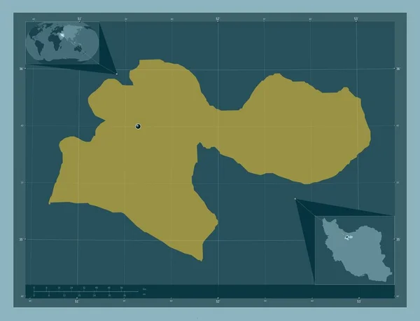 Teherán Provincia Irán Forma Color Sólido Mapas Ubicación Auxiliares Esquina —  Fotos de Stock