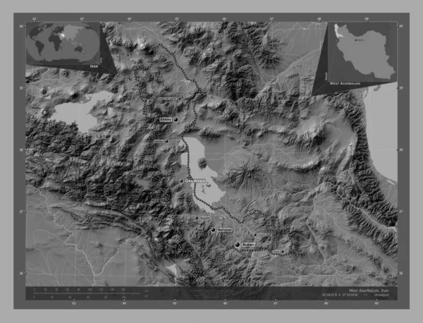 Західний Азарбаян Провінція Іран Білевелівська Карта Висот Озерами Річками Місця — стокове фото