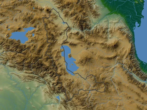 Δυτικό Azarbaijan Επαρχία Του Ιράν Χρωματιστός Υψομετρικός Χάρτης Λίμνες Και — Φωτογραφία Αρχείου