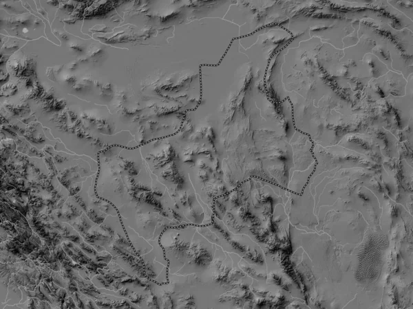 Yazd Provincia Irán Mapa Elevación Bilevel Con Lagos Ríos — Foto de Stock