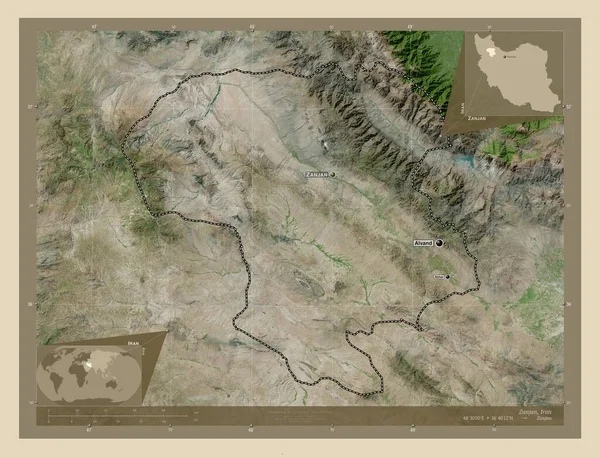 Занджан Провинция Иран Спутниковая Карта Высокого Разрешения Места Названия Крупных — стоковое фото