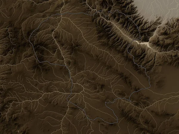 Zanjan Provincia Dell Iran Mappa Elevazione Colorata Toni Seppia Con — Foto Stock