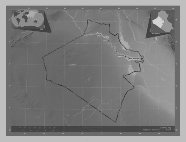 이라크의 호수와 회색의 지역의 도시들의 위치와 Corner Auxiliary Location — 스톡 사진