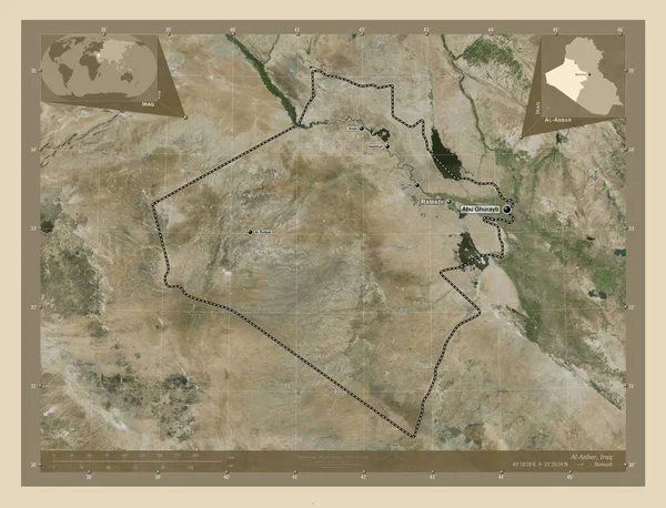 Anbar Provincia Irak Mapa Satelital Alta Resolución Ubicaciones Nombres Las —  Fotos de Stock