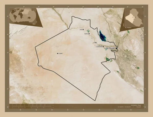 Ανμπάρ Επαρχία Του Ιράκ Δορυφορικός Χάρτης Χαμηλής Ανάλυσης Τοποθεσίες Και — Φωτογραφία Αρχείου