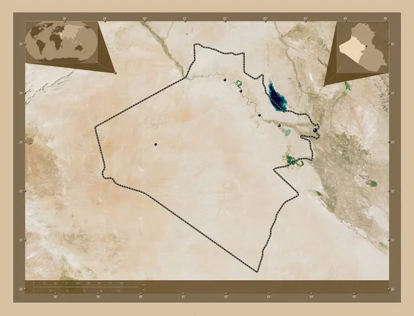 Anbar Province Iraq Low Resolution Satellite Map Locations Major Cities — Stock Photo, Image