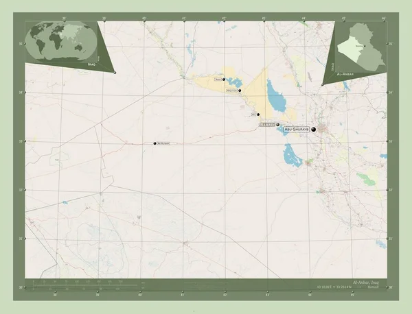 Anbar Província Iraque Abrir Mapa Rua Locais Nomes Das Principais — Fotografia de Stock