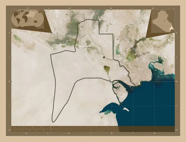 Basrah Provincie Irak Lage Resolutie Satellietkaart Hulplocatiekaarten Hoek — Stockfoto