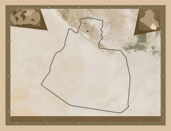 Muthannia Provincia Iraq Mapa Satelital Baja Resolución Ubicaciones Las Principales —  Fotos de Stock