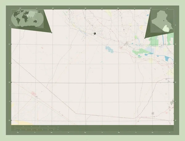 Mutannia Prowincja Iraku Otwórz Mapę Ulic Pomocnicze Mapy Położenia Narożnika — Zdjęcie stockowe