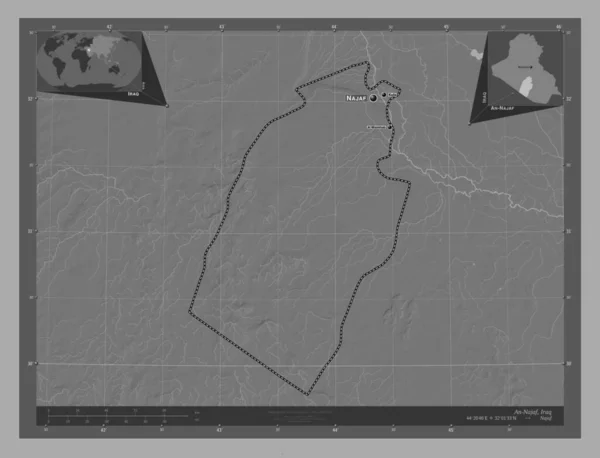 Najaf Provinsen Irak Bilevel Höjd Karta Med Sjöar Och Floder — Stockfoto