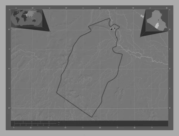 Najaf Επαρχία Του Ιράκ Bilevel Υψομετρικός Χάρτης Λίμνες Και Ποτάμια — Φωτογραφία Αρχείου