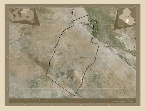 Najaf Provincia Iraq Mapa Satelital Alta Resolución Ubicaciones Nombres Las —  Fotos de Stock