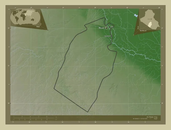 Najaf Provincia Dell Iraq Mappa Elevazione Colorata Stile Wiki Con — Foto Stock