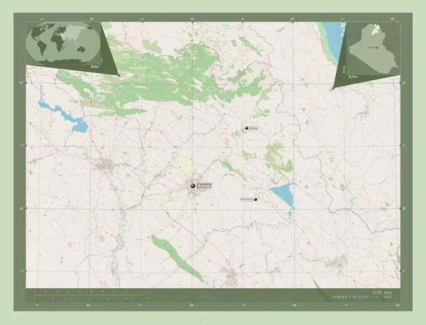 Arbil Província Iraque Abrir Mapa Rua Locais Nomes Das Principais — Fotografia de Stock