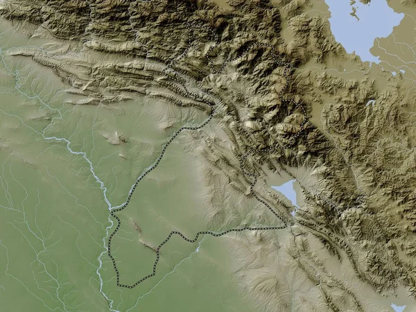 Arbil Provinsen Irak Höjd Karta Färgad Wiki Stil Med Sjöar — Stockfoto