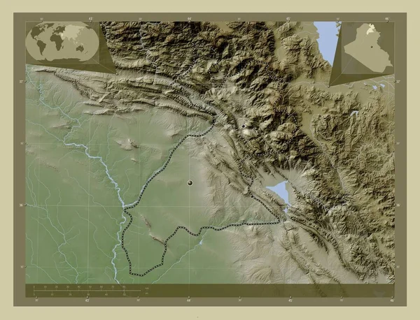 Αρμπίλ Επαρχία Του Ιράκ Υψόμετρο Χάρτη Χρωματισμένο Στυλ Wiki Λίμνες — Φωτογραφία Αρχείου