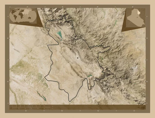 Sulaymaniyah Provincia Iraq Mapa Satelital Baja Resolución Mapas Ubicación Auxiliares — Foto de Stock