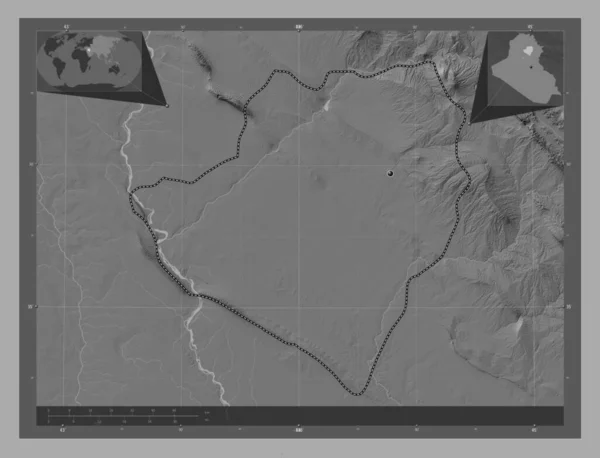 Mim Province Iraq Bilevel Elevation Map Lakes Rivers Locations Major — Stock Photo, Image