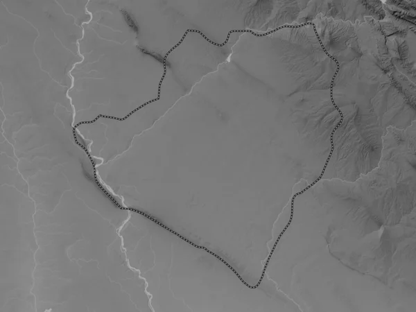 Mim Irak Vilayeti Gölleri Nehirleri Olan Gri Tonlama Yükseklik Haritası — Stok fotoğraf