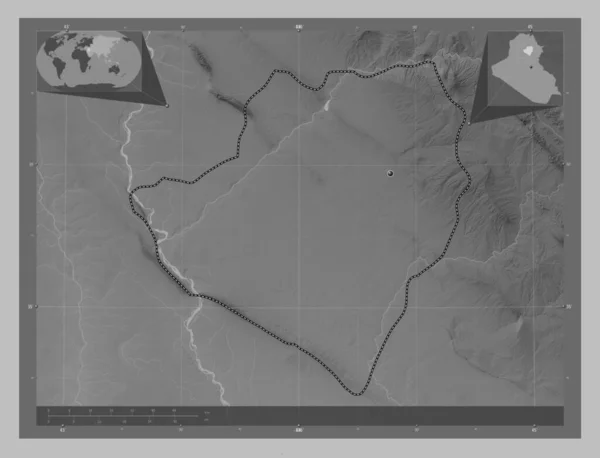 Mim Provincia Iraq Mapa Elevación Escala Grises Con Lagos Ríos — Foto de Stock