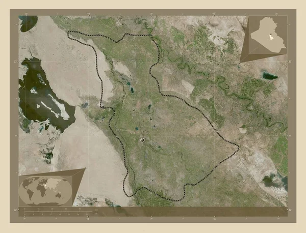 イラクの州 ベビル 高解像度衛星地図 コーナー補助位置図 — ストック写真