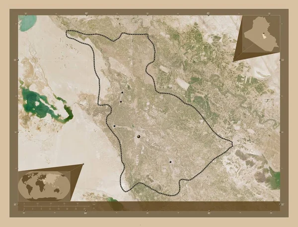 Babil Provinsen Irak Lågupplöst Satellitkarta Platser För Större Städer Regionen — Stockfoto
