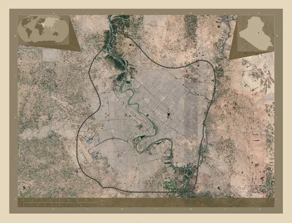 イラクのバグダード州 高解像度衛星地図 コーナー補助位置図 — ストック写真