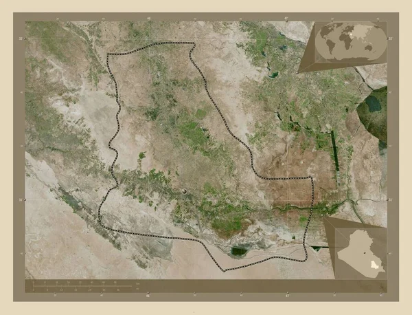 イラクの州 ハイカー 高解像度衛星地図 コーナー補助位置図 — ストック写真